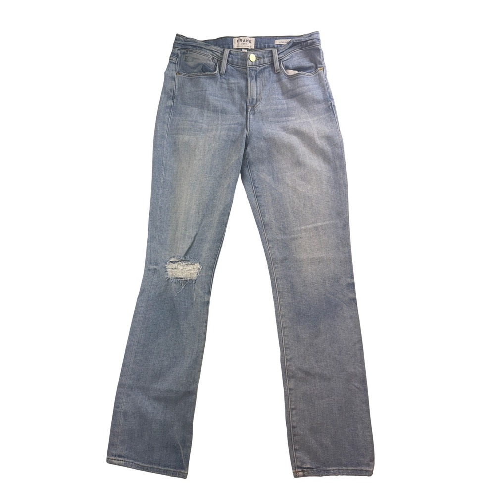 FRAME Denim Le High Straight‎ Leg Jeans Size 26 Distressed Light Wash Jeffrey